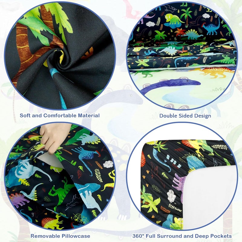 DAYEEBALL 4 Piece Toddler Bedding Set Ultra Soft and Breathable Cartoon Dinosaur Toddler Comforter Sets for Boys Includes Quilted Comforter Fitted Sheet Flat Sheet and Pillowcase - Image 3