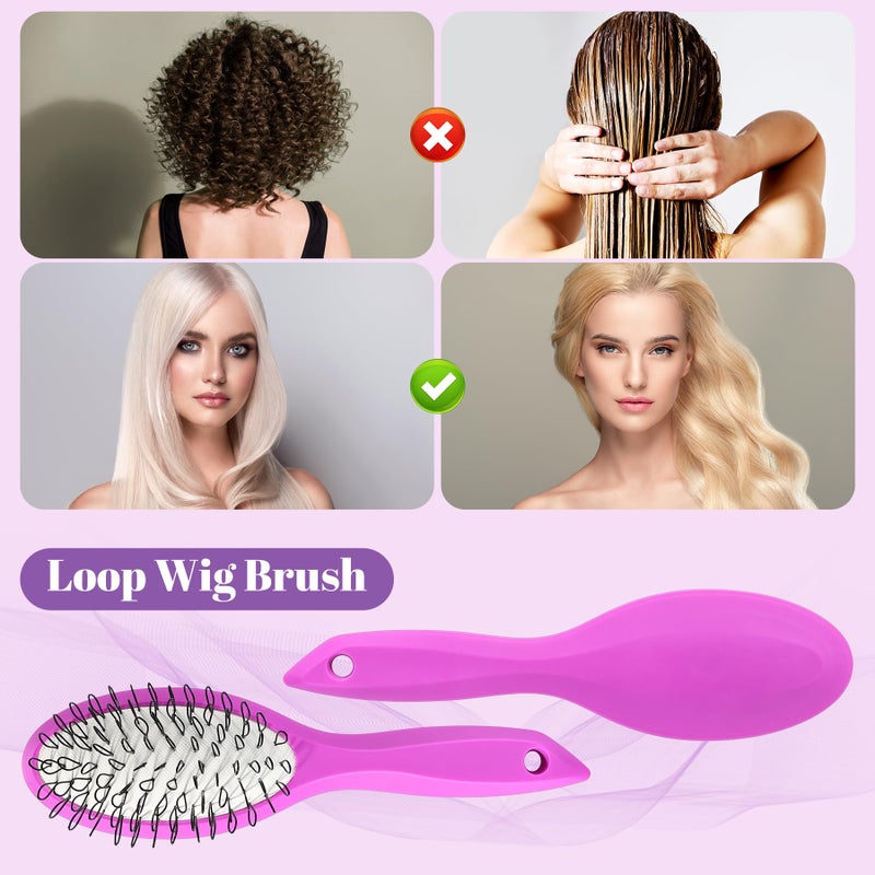 STYLEMATE Wig Brush Comb Set, Premium Matte Grip, 2pcs Professional Extension Brush with Ergonomic Travel Size Design for Human and Synthetic Hair - Image 3