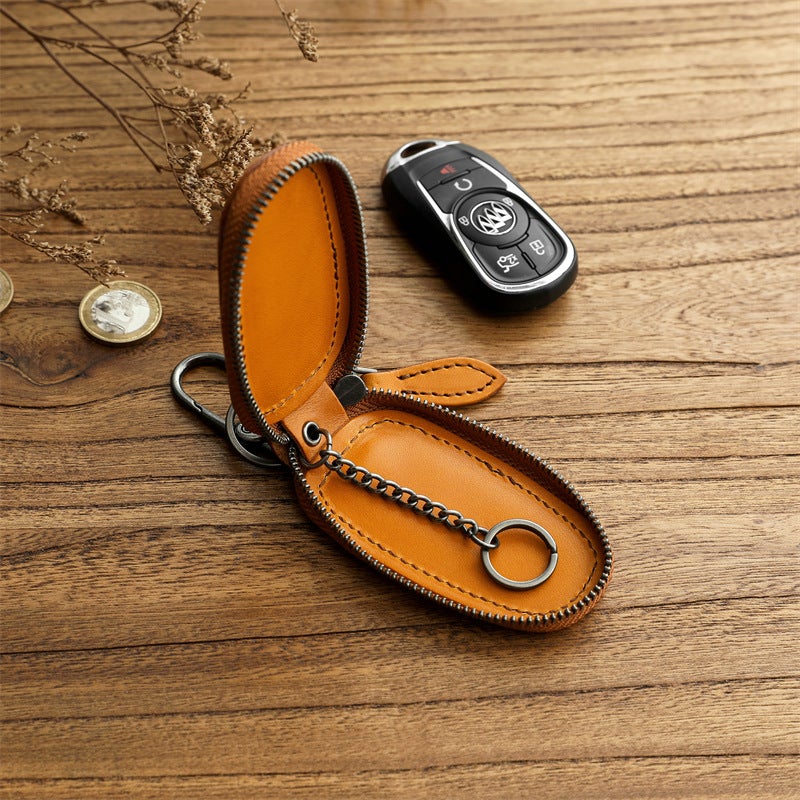 Handmade Vintage Leather Key Holder, Top Grain Vegetable Tanned, Multifunctional Small Wallet with Stitching Detail, Unisex Car Key Case for Daily Use - Image 3