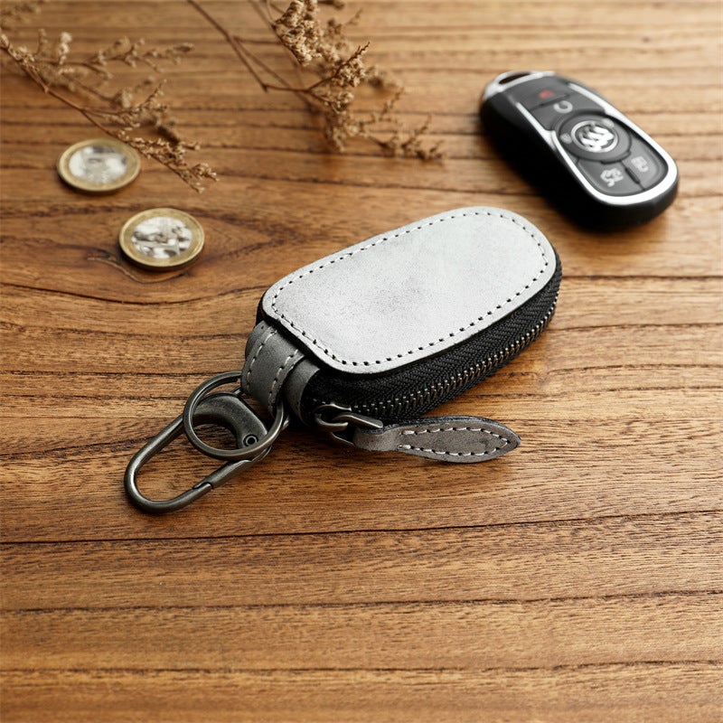 Handmade Vintage Leather Key Holder, Top Grain Vegetable Tanned, Multifunctional Small Wallet with Stitching Detail, Unisex Car Key Case for Daily Use - Image 1