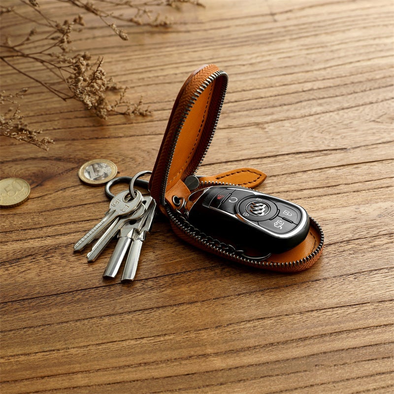Handmade Vintage Leather Key Holder, Top Grain Vegetable Tanned, Multifunctional Small Wallet with Stitching Detail, Unisex Car Key Case for Daily Use - Image 4