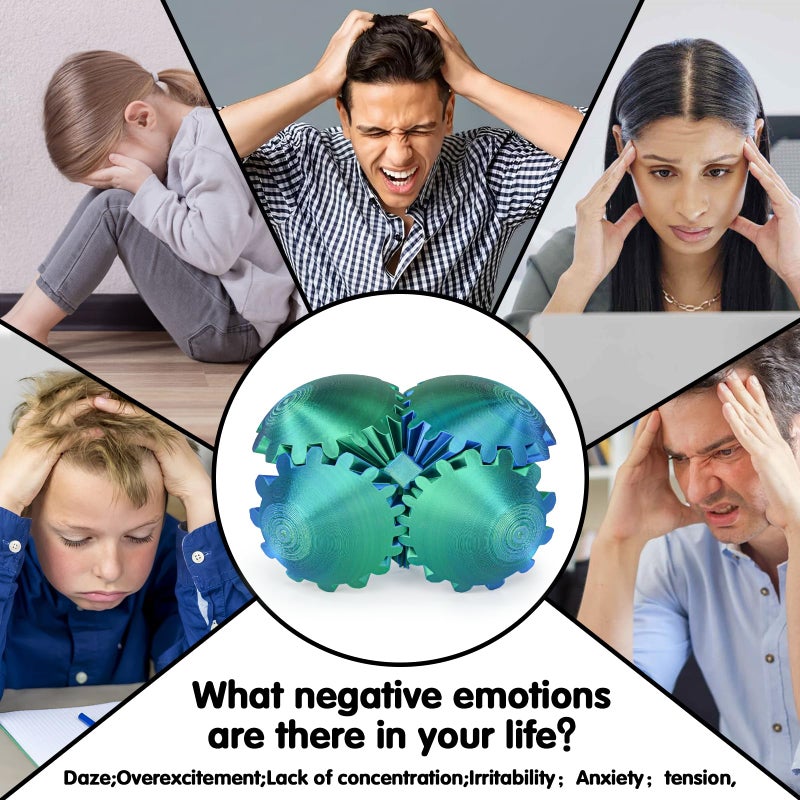 Minleway Gear Ball 3D Printed Cube Fidget Toy,Gear Sphere Fidget Toys,Sensory Toys for Stress and Anxiety Relief, Desk Toy Fidget Spinners,Stocking Stuffers for Adults & Kids Gift(Blue Green, 3.1 Inch) - Image 4