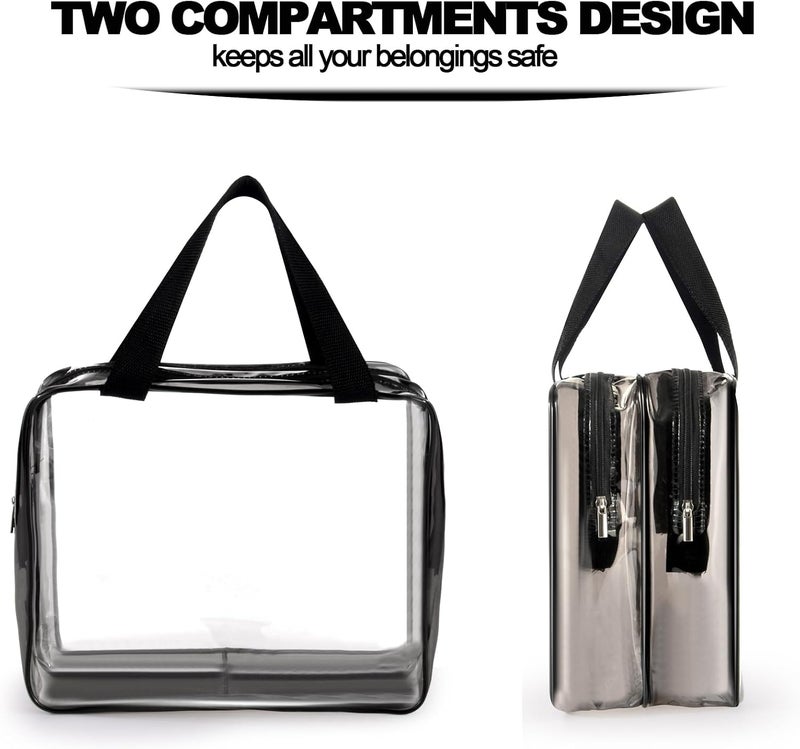Roybens 3Pcs Crystal Clear PVC Travel Toiletry Bag Kit for Men Women, Waterproof Vinyl Packing Organizer Storage Bag with Zipper Closure and Handle Straps, Cosmetic Pouch, Diaper Bag, Handbag Pencil Bag - Image 5