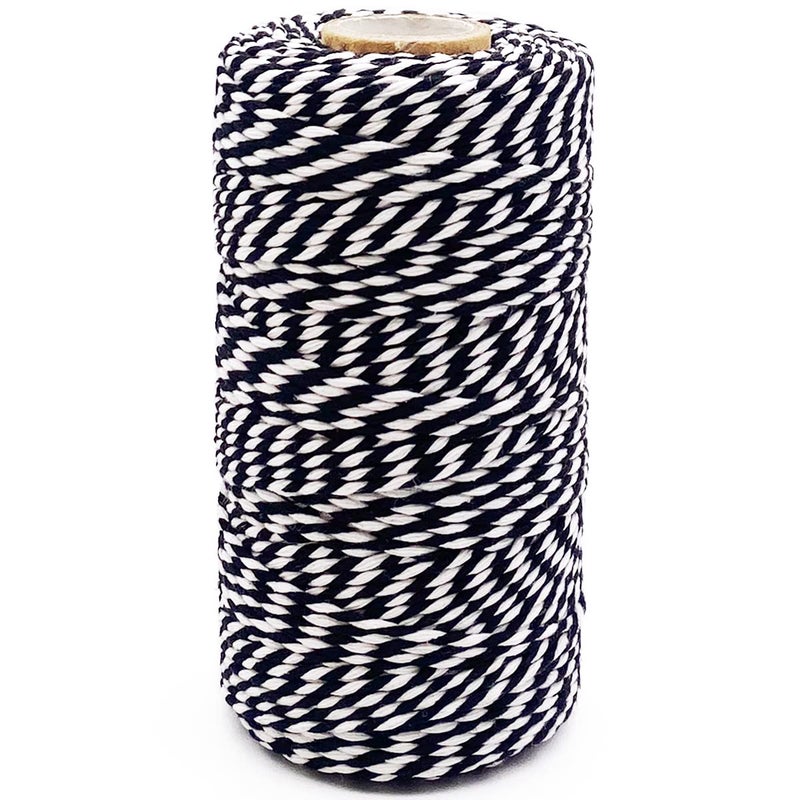 Cotton Twine Black and White Baker String 2mm Thick 328 Feet Christmas Twine for Gift Wrapping DIY Crafts Home Decoration Gardening