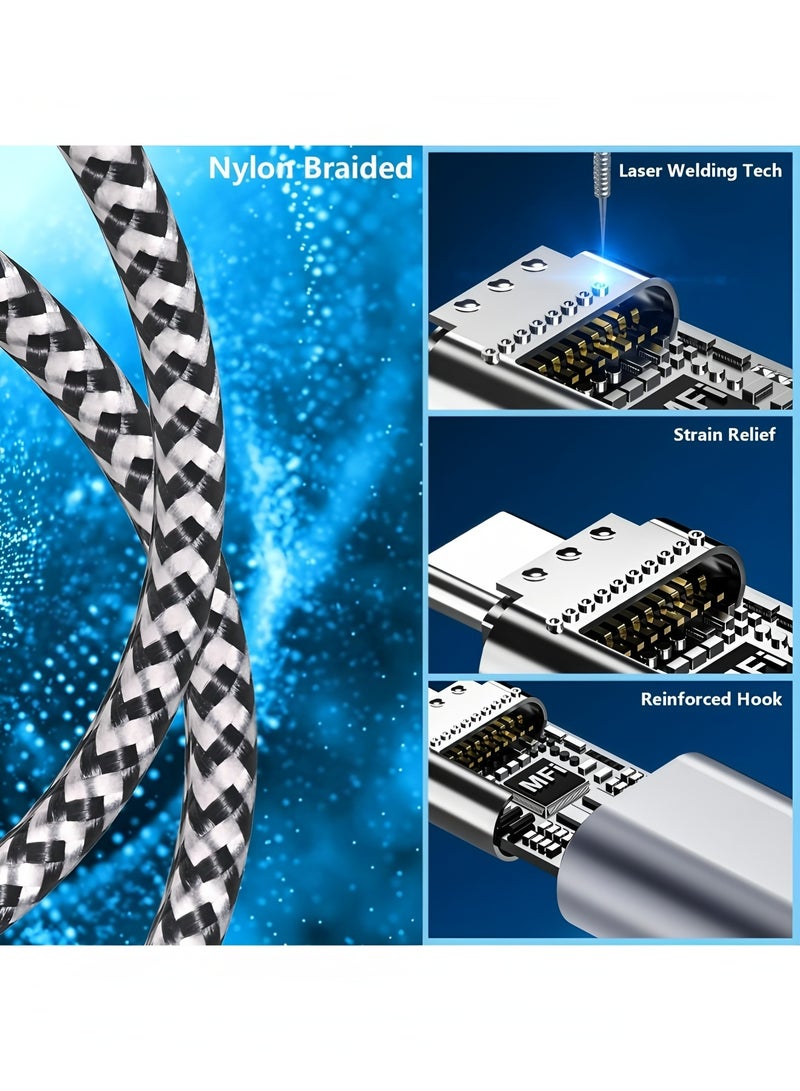 Flyview 3 Pack iPhone Charger 6 FT Apple MFi Certified Fast Charging type c Cable - Image 2