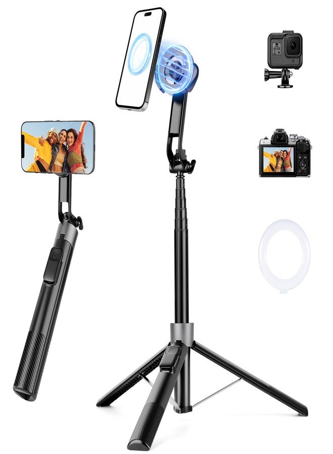 Victiv Magnetic Phone Tripod, 70" Selfie Stick Tripod for iPhone Magsafe with Rechargeable Remote & 2 in 1 Magnetic Holder, Portable Cellphone Stand for Recording Travel, Compatible with iPhone and Android - Image 1
