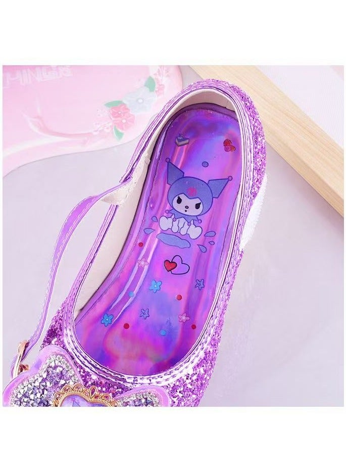 kuromi New Soft soled Princess Shoes Crystal Shoes for Little Girls Leather Shoes  - Image 3