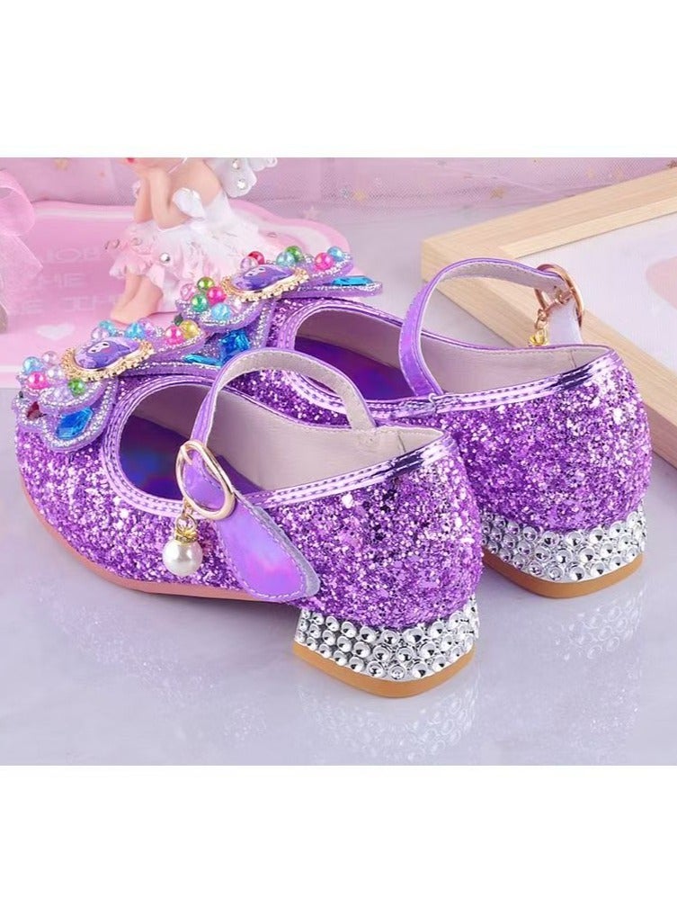 kuromi New Soft soled Princess Shoes Crystal Shoes for Little Girls Leather Shoes  - Image 5
