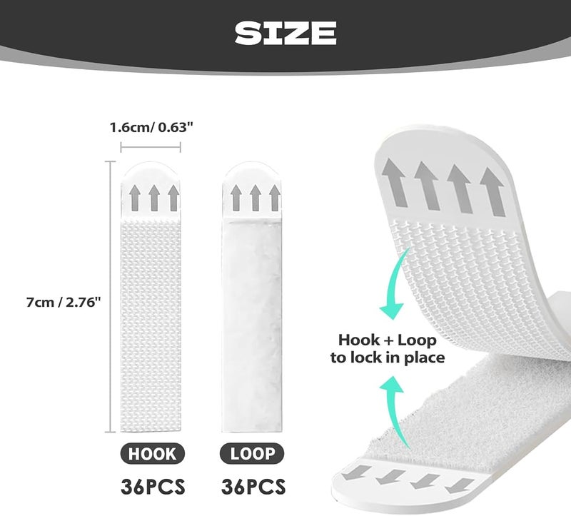 KOWVOWZ 72 Strips/ 36 Pairs Picture Hanging Strips Heavy Duty, 16mm*70mm Sticky Picture Hangers, No Damage Wall Self Adhesive Mounting Tape for Picture Frame Poster Without Nails - Image 3