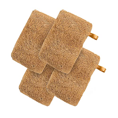 Nat Habit Natural Sun Dried Bath Loofah, Body Sponge & Scrubber for Men & Women | Organic Luffa for Bath Shower Skin Exfoliation (Pack of 4) - Image 1
