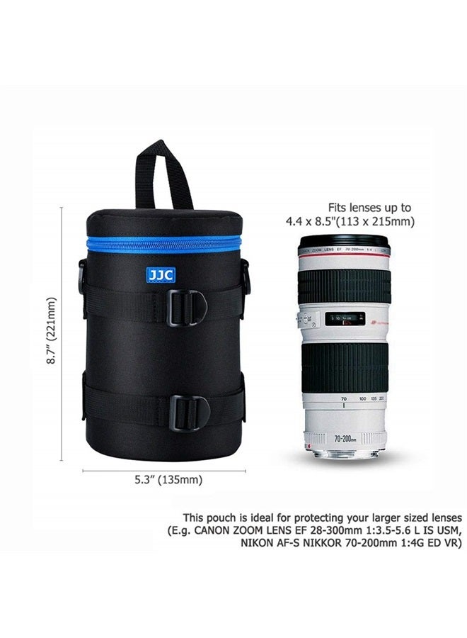 JJC Camera Lens Pouch Case for Canon EF 70-200mm EF 28-300mm EF 70-300mm Nikon Nikkor AF-S 70-200mm AF 80-200mm & More, Zipper Polyester Lens Protective Bag Interior Size 4.3x7.5” - Image 1