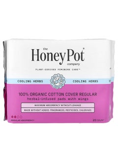 the Honey Pot company The Honey Pot Company, Organic Herbal-Infused Pads with Wings, Regular , 20 Count  - Image 1