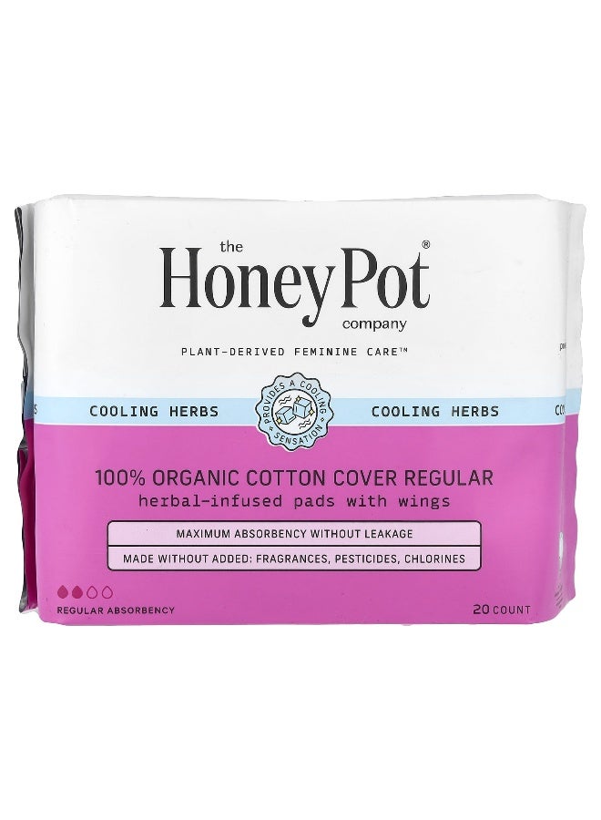 the Honey Pot company The Honey Pot Company, Organic Herbal-Infused Pads with Wings, Regular , 20 Count - Image 1