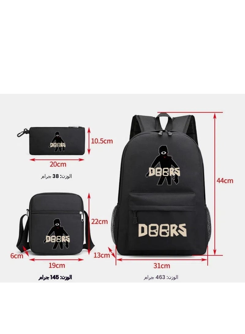 Doors Roblox 3-Piece School Set: Pop-Print Backpack with Breathable Design + Crossbody Bag + Pencil Case - Image 2
