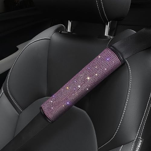 surpassme 2PC Bling Car Seatbelt Covers Rhinstone Car Seat Belt CoversPads with Crystal for Releasing ShoulderNeck Pressure Car Accessorizes for Car SUV TruckPink - Image 1