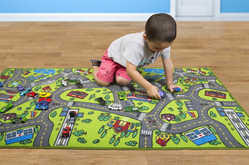 Angels Kids Carpet Playmat Rug City Life Great for Playing with Cars and Toys - Play Learn and Have Fun Safely - Kids Baby Children Educational Road Traffic Play Mat for Bedroom Play Room Game Safe Area - Image 2