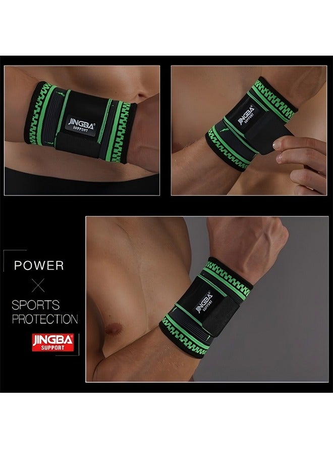 جينجبا سابورت واقي معصم قابل للتعديل من Palm Guard للبالغين، واقي معصم قابل للتنفس وممتص للعرق، واقي معصم لرفع الأثقال، معدات حماية رياضية، واقي معصم، سوار ضغط مناسب للعمل واللياقة البدنية ورفع الأثقال والتواء المعصم ومتلازمة النفق الرسغي وتخفيف آلام التهاب المفاصل (أخضر، مقاس كبير) - Image 3