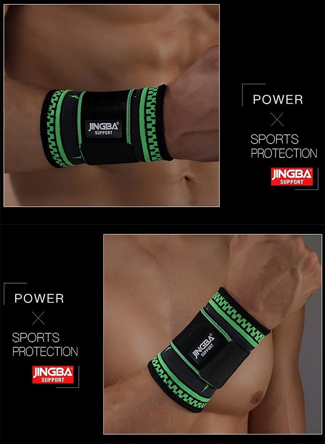 جينجبا سابورت واقي معصم قابل للتعديل من Palm Guard للبالغين، واقي معصم قابل للتنفس وممتص للعرق، واقي معصم لرفع الأثقال، معدات حماية رياضية، واقي معصم، سوار ضغط مناسب للعمل واللياقة البدنية ورفع الأثقال والتواء المعصم ومتلازمة النفق الرسغي وتخفيف آلام التهاب المفاصل (أخضر، مقاس كبير) - Image 2