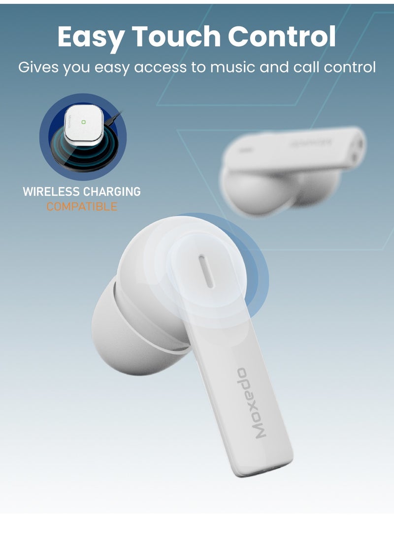 Moxedo Duo Beats 2 in 1 Wireless Bluetooth 5.3 Earbuds Dual Microphone Clear Calls, Sweat Resistance Easy Touch Control with Noise Reduction Technology