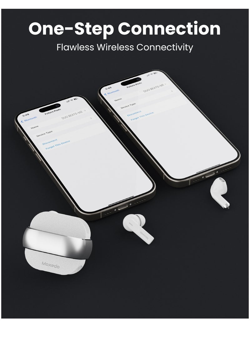 Moxedo Duo Beats 2 in 1 Wireless Bluetooth 5.3 Earbuds Dual Microphone Clear Calls, Sweat Resistance Easy Touch Control with Noise Reduction Technology