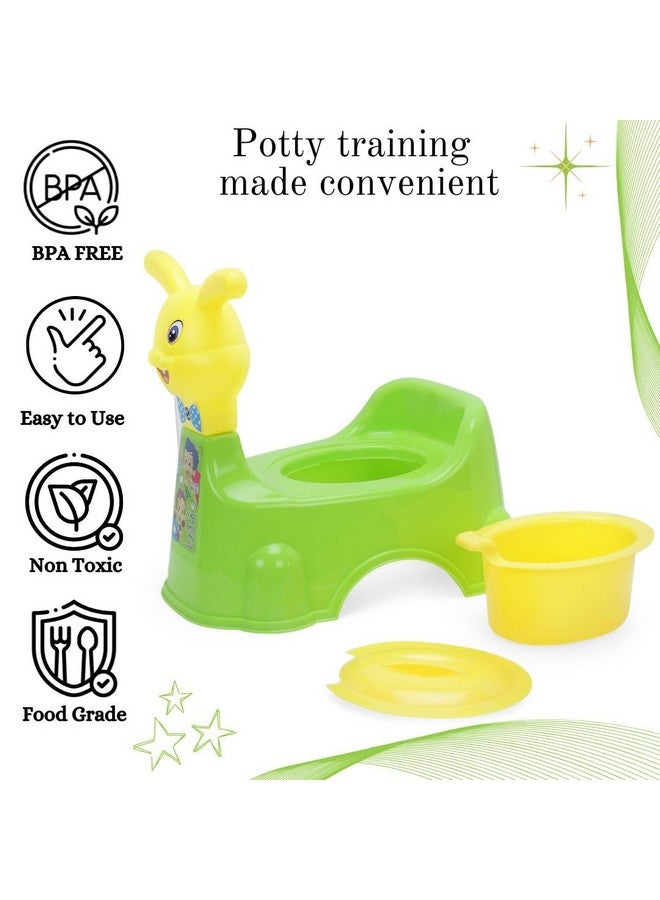 Nabhya Plastic Rabbit Baby Potty Training Seat- Chair For Kids- Infant Potty Toilet Chair With Removable Tray & Closing Lid (Green) - Image 4