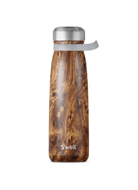 Swell Stainless Steel Traveler With Handle 40oz Teakwood Triple Layered Vacuum Insulated Containers Keeps Drinks Cold for 60 Hours and Hot for 20 BPA Free Easy Carrying On the Go