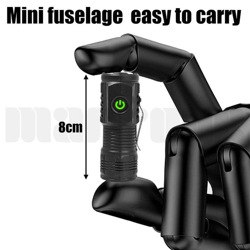 Marrone LED Mini Torch Light Rechargeable Pocket Torch Light Super Bright 3 Modes for Camping Outdoor Type USB Rechargeable 3 Modes Portable Pen Clip Light Waterproof Black - Image 5