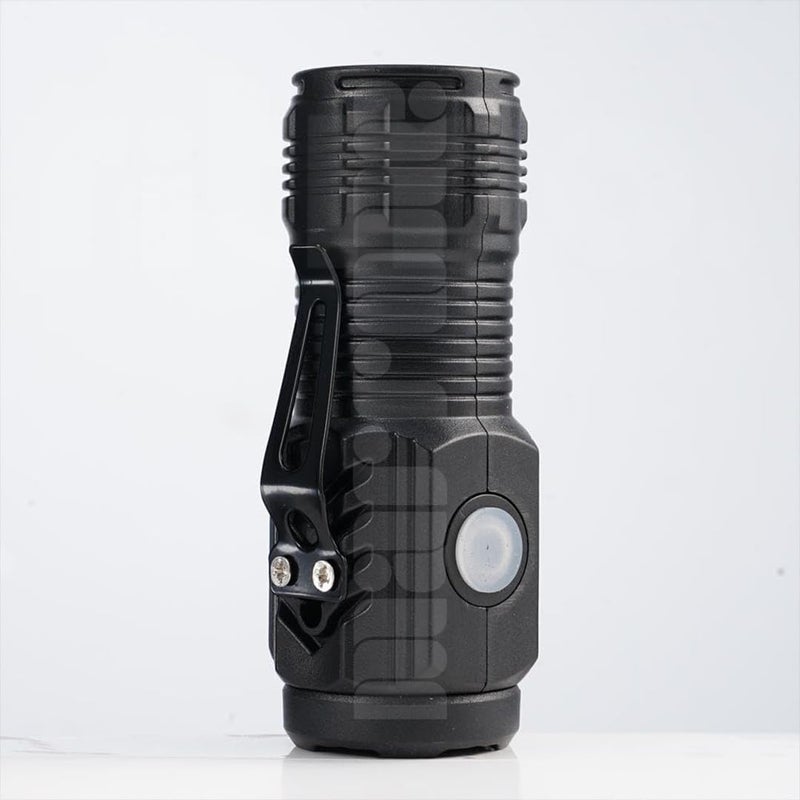 Marrone LED Mini Torch Light Rechargeable Pocket Torch Light Super Bright 3 Modes for Camping Outdoor Type USB Rechargeable 3 Modes Portable Pen Clip Light Waterproof Black - Image 1