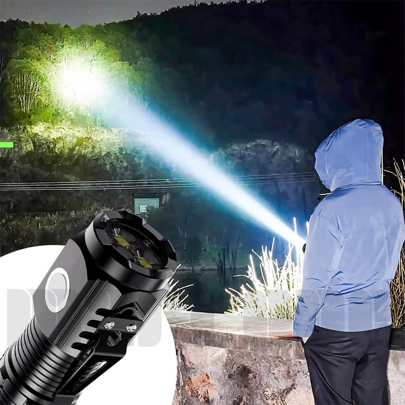 Marrone LED Mini Torch Light Rechargeable Pocket Torch Light Super Bright 3 Modes for Camping Outdoor Type USB Rechargeable 3 Modes Portable Pen Clip Light Waterproof Black - Image 2