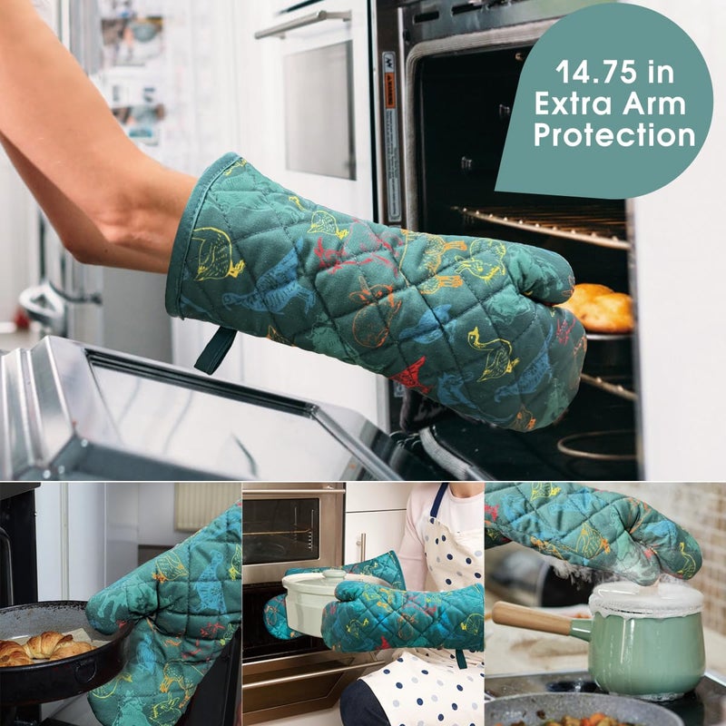 RED LMLDETA Oven Mitts Cotton Fashion Cute Farm Cattle Design 1pair Heat Resistant Oven Gloves Safe Cooking Baking Grilling Barbecue Machine Washable Pot Holders (Farm Cattle) - Image 5