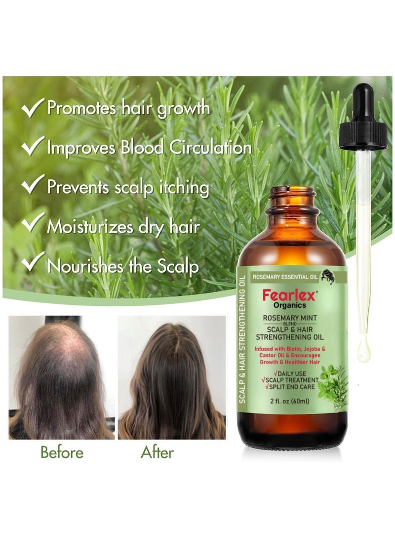 Fearlex ROSEMARY Mint Hair Oil | Infused with Biotin, Jojoba & Castor Oil for Hair Growth, Strengthening, Nourishing & Volumizing | Organic Rosemary oil for Scalp treatment and Split end care 60 ml - Image 4