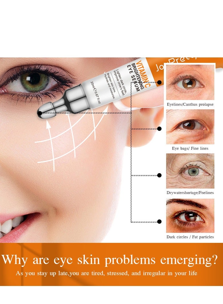 JoyPretty Vitamin C Brightening Eye Serum, Eye cream, Anti Aging Serum with Vitamin C, for Reduce Fine Lines, Wrinkles, & Dark Circles, Under Eye Cream For Puffiness And Bags (20g ) - Image 3