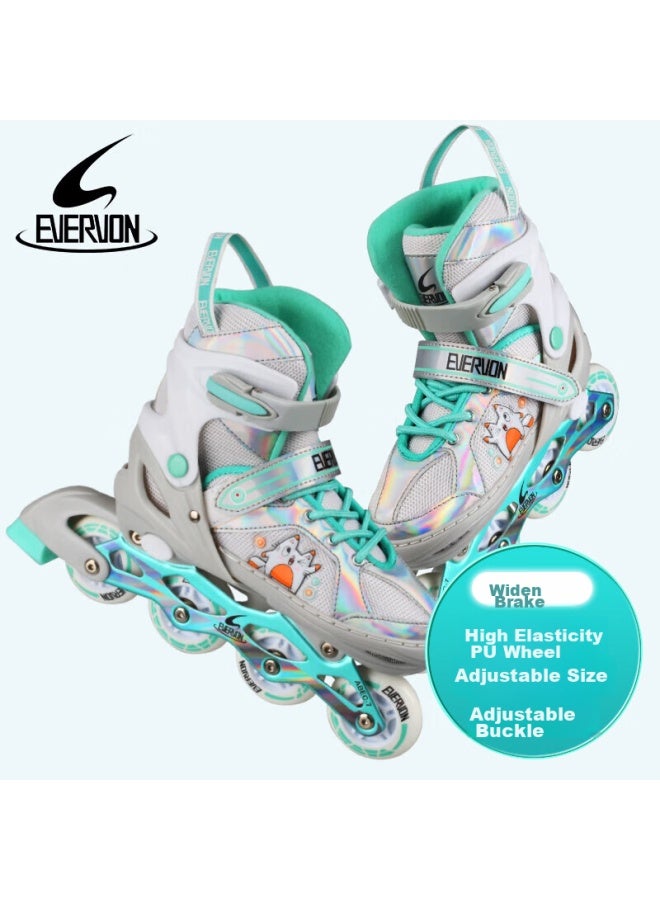 Evervon Roller Skates For Children 088, Boys And Girls, Full Flash Inline Skates, With Helmet And Protective Gear, Size M, Suitable For Sizes 34-37 - Image 3