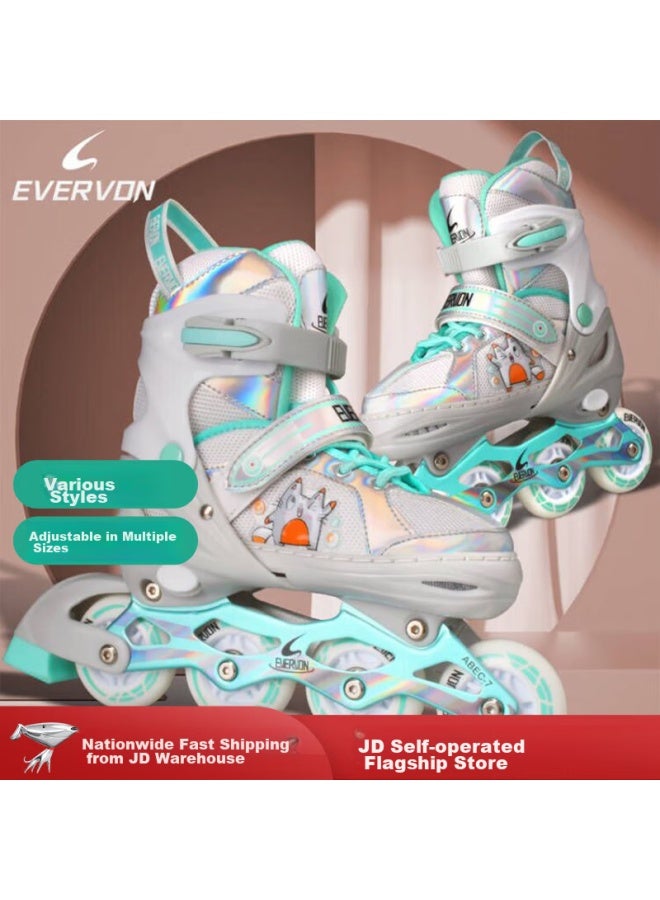Evervon Roller Skates For Children 088, Boys And Girls, Full Flash Inline Skates, With Helmet And Protective Gear, Size M, Suitable For Sizes 34-37 - Image 2
