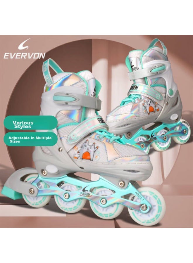 Evervon Roller Skates For Children 088, Boys And Girls, Full Flash Inline Skates, With Helmet And Protective Gear, Size M, Suitable For Sizes 34-37 - Image 5