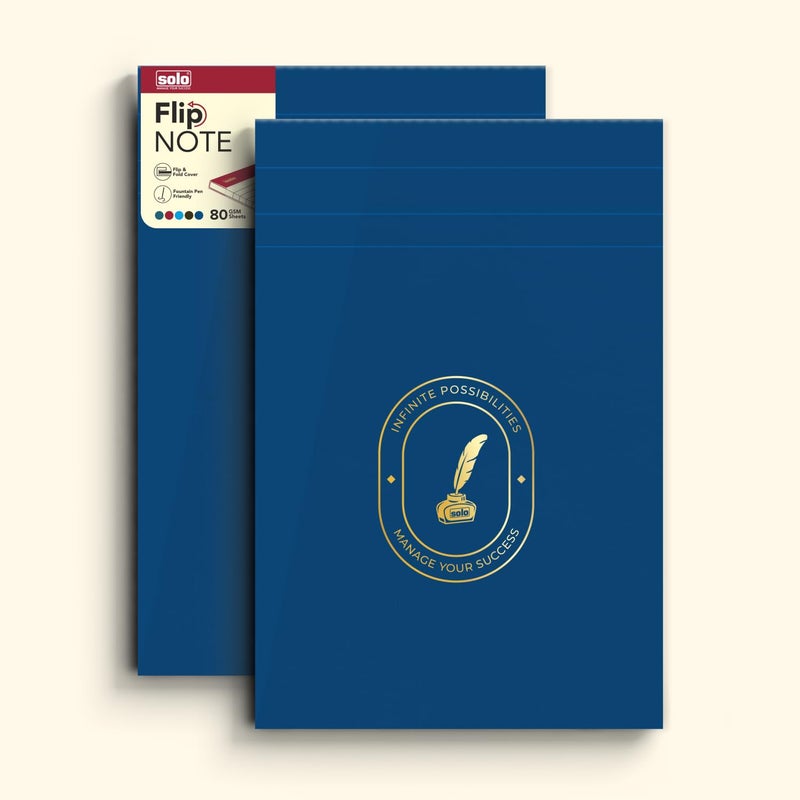 Solo Flip Note | A5 Premium Notepad with Luxe Velvet-Finish Cover | 80 GSM | 80 Natural Shade Sheets | Micro Perforation | Pack of 2 - Image 1