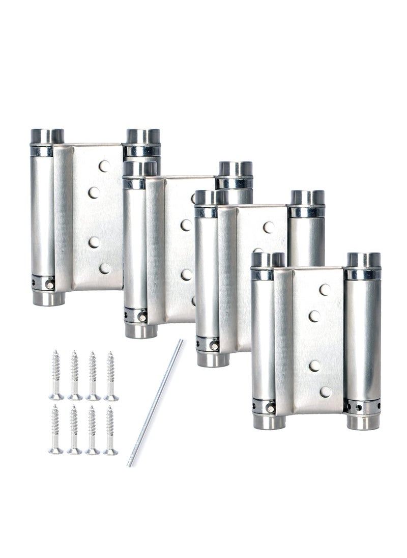SYOSI Double Action Spring Hinges - Self-Closing Door Hinges for Swinging Doors ,201 Stainless Steel, Including Pins and Screws for Cafe, Saloon, and Pub Doors 4Pack (3inch)  - Image 1
