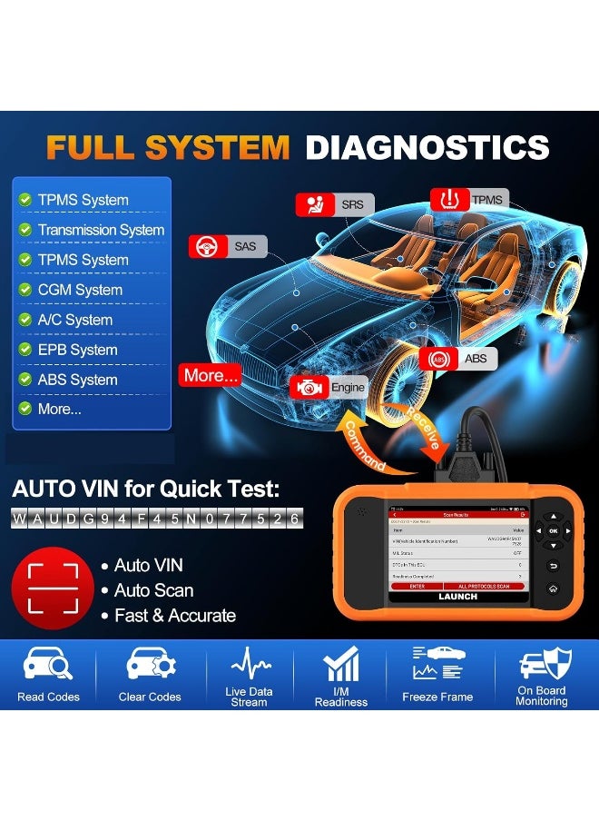Launch LAUNCH X431 Creader Elite 2.0 BBA fit for BMW, Benz, Audi Series, 2025 Bidirectional Scan for Cars,100+ Services, Full System OBD2 Scanner, ECU Coding, Battery Registration, Lifetime Free Update  - Image 3