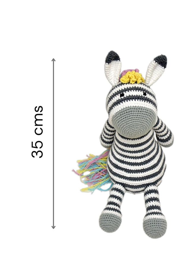 Happy Threads Handmade Crocheted Ziggy the Zebra (12 inches) – Multicolour | Crochet Toys | Child Safe | for Babies 6 Months & Above | Dolls for Boys/Girls| For Birthday Gift | Decorative Items for Room - Image 2