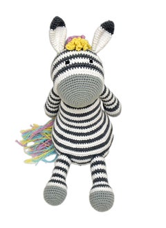 Happy Threads Handmade Crocheted Ziggy the Zebra (12 inches) – Multicolour | Crochet Toys | Child Safe | for Babies 6 Months & Above | Dolls for Boys/Girls| For Birthday Gift | Decorative Items for Room  - Image 1