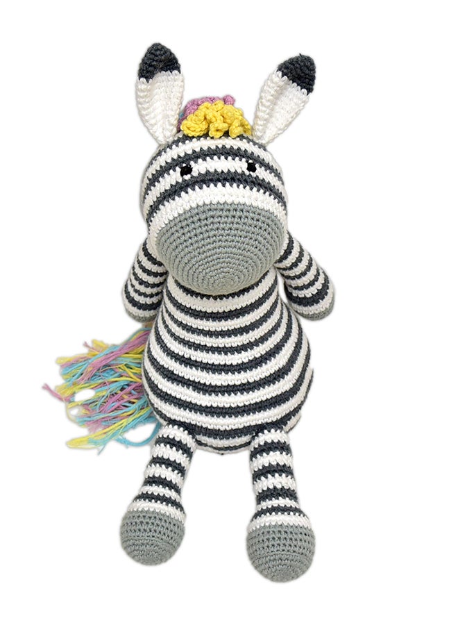 Happy Threads Handmade Crocheted Ziggy the Zebra (12 inches) – Multicolour | Crochet Toys | Child Safe | for Babies 6 Months & Above | Dolls for Boys/Girls| For Birthday Gift | Decorative Items for Room - Image 1
