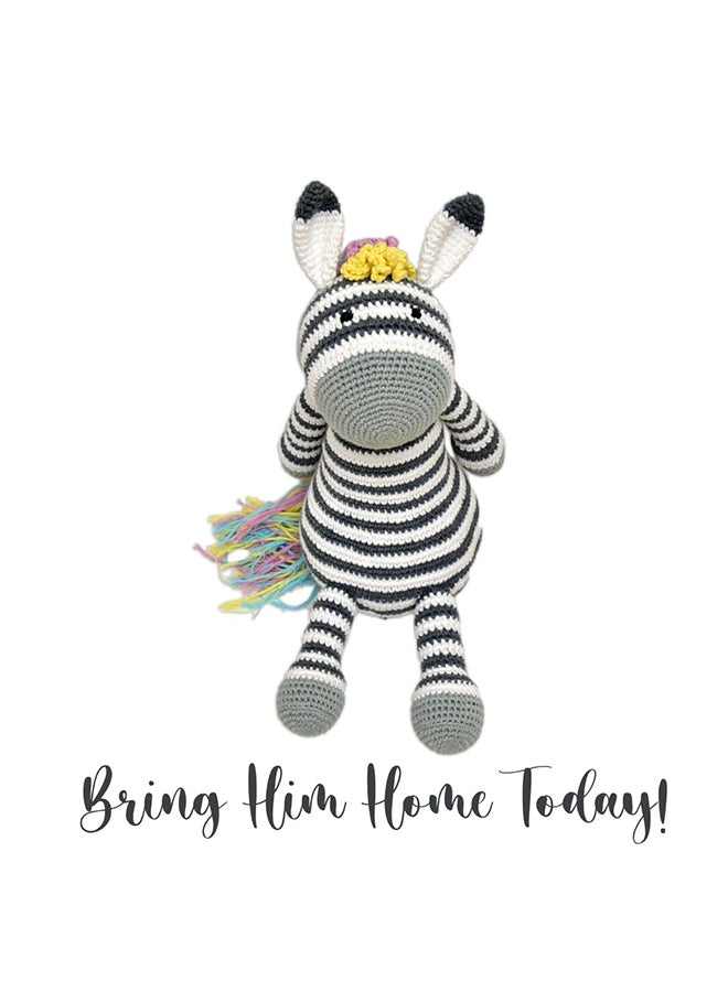 Happy Threads Handmade Crocheted Ziggy the Zebra (12 inches) – Multicolour | Crochet Toys | Child Safe | for Babies 6 Months & Above | Dolls for Boys/Girls| For Birthday Gift | Decorative Items for Room - Image 3
