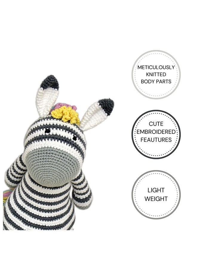 Happy Threads Handmade Crocheted Ziggy the Zebra (12 inches) – Multicolour | Crochet Toys | Child Safe | for Babies 6 Months & Above | Dolls for Boys/Girls| For Birthday Gift | Decorative Items for Room - Image 4