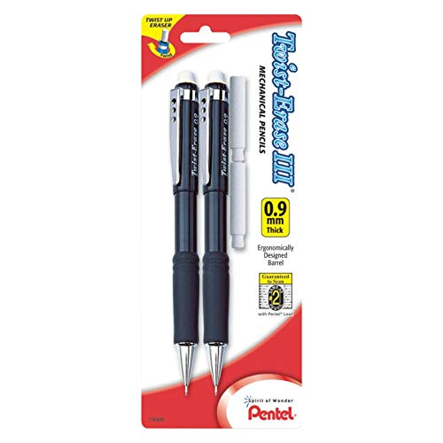 Pentel قلم رصاص ميكانيكي بنتل® توست-إيراس® III، 0.9 مم، ألوان برميل متنوعة، عبوة من 2 قلم - Image 4