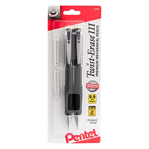 Pentel قلم رصاص ميكانيكي بنتل® توست-إيراس® III، 0.9 مم، ألوان برميل متنوعة، عبوة من 2 قلم - Image 2