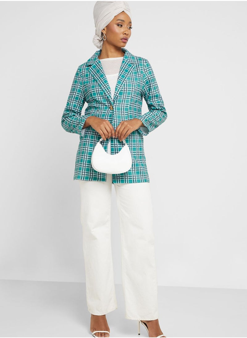 Khizana - Checked Single Breasted Coat - Image 1
