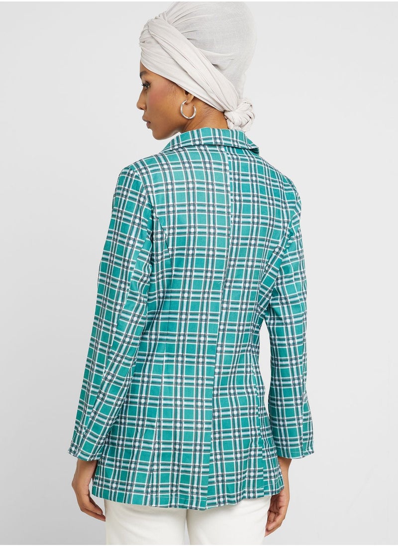 Khizana - Checked Single Breasted Coat - Image 1
