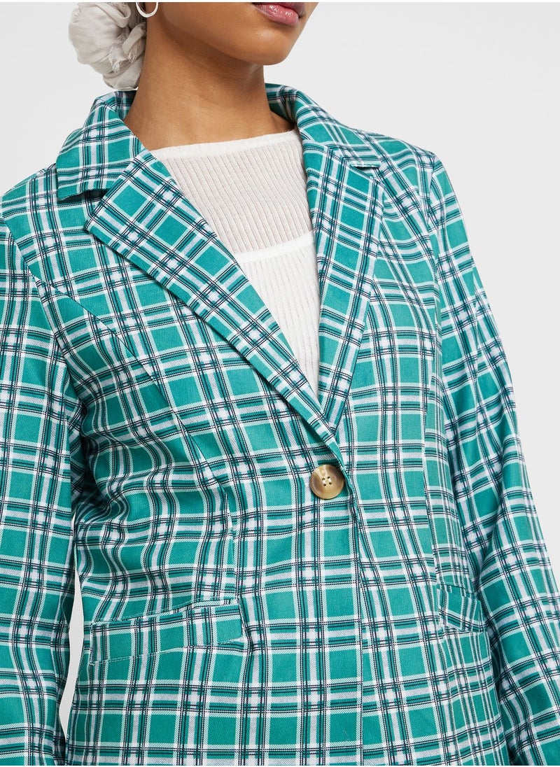 Khizana - Checked Single Breasted Coat - Image 1