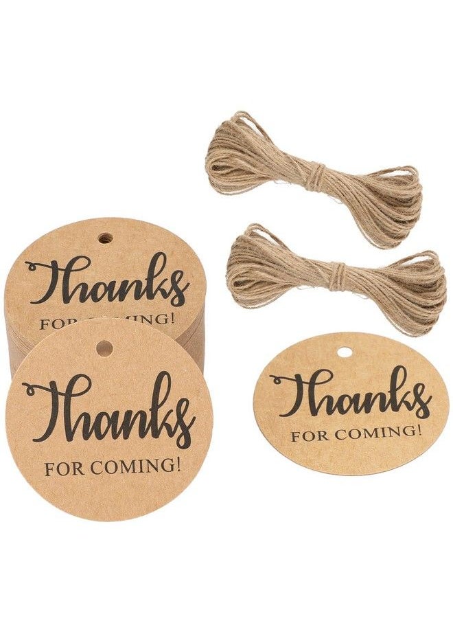 jijAcraft Round Thank You Tags With String 2" X 100Pcs Thanks For Coming Gift Favor Tags Brown Kraft Paper Circle Tags For Gift Wrapping Baby Shower Birthday Wedding Party Favors Decoration  - Image 2