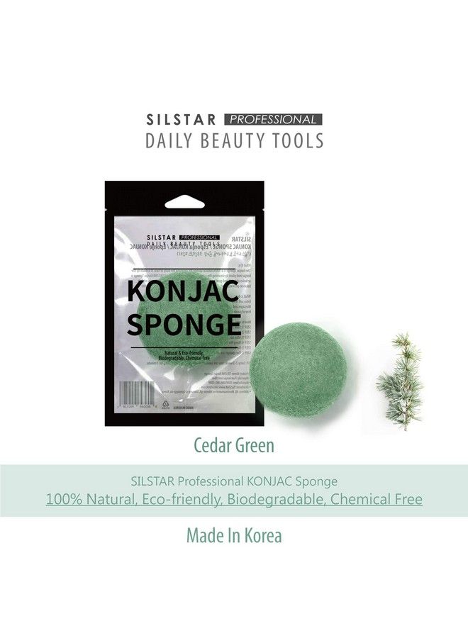 SILSTAR PROFESSIONAL Konjac Sponge Facial Sponge Bath Sponge Amazing Cleansing For Dry Or Mature Skin Cedar Green 103 - Image 3